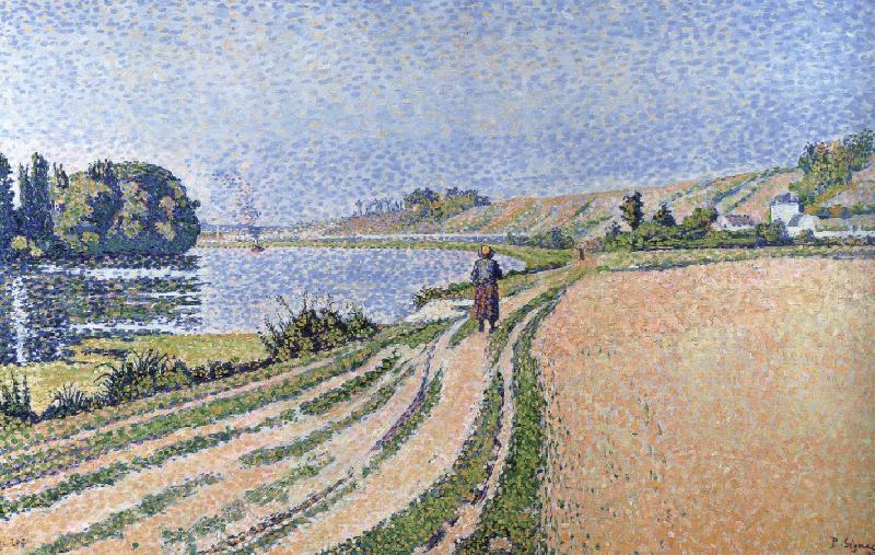 Paul Signac rivrtbank herblay opus oil painting picture